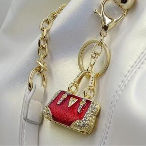 NEW: Elegant Red and Gold colour bag charm keychain Accessory